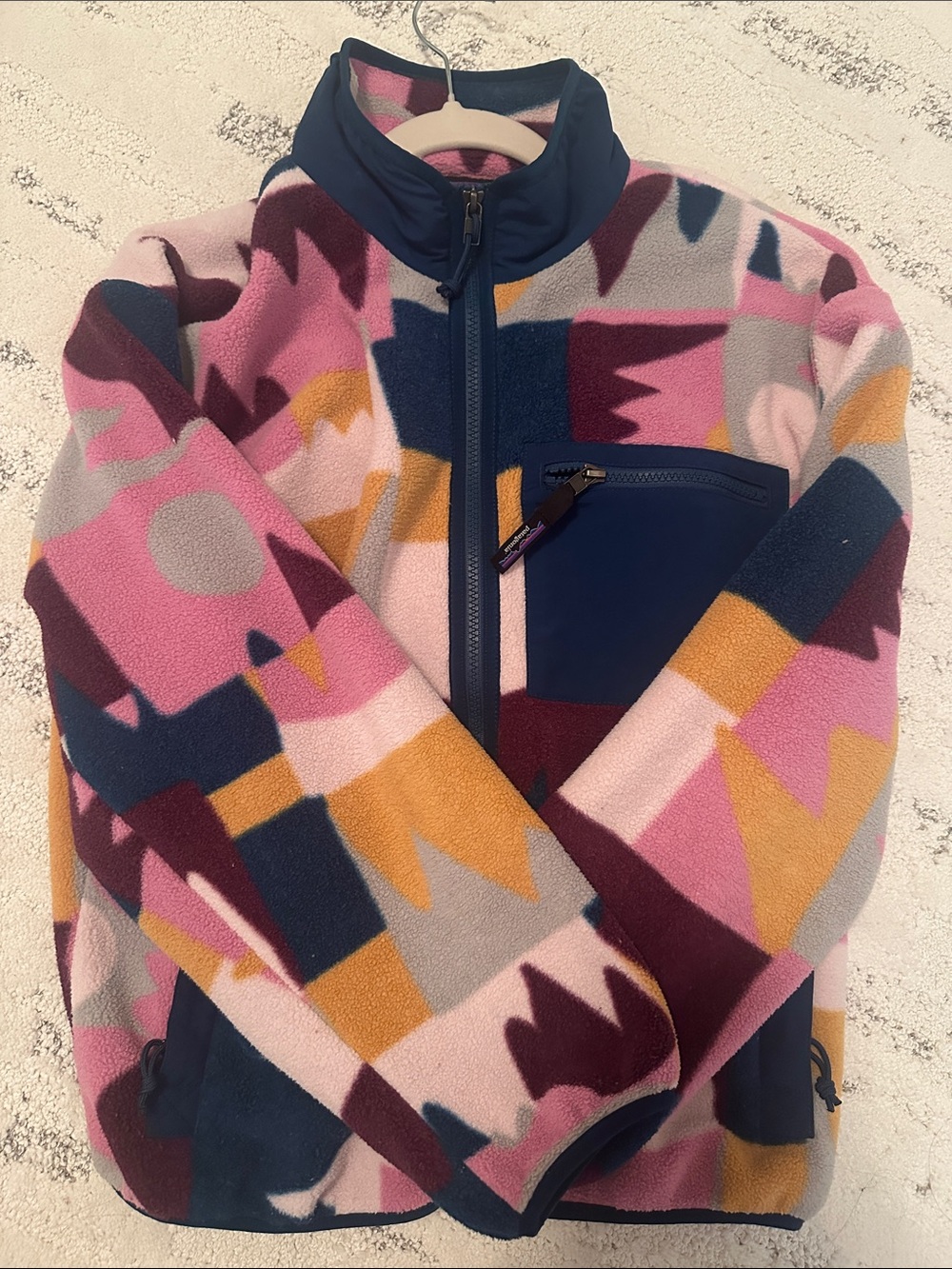 Patagonia size small Sherpa jacket pink yellow and blue